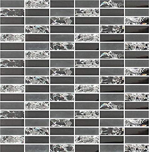 10 Square Feet - Sparkle Series Black Glass Mosaic Subway Tiles