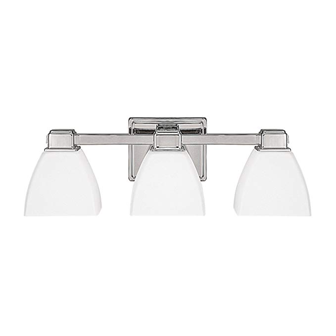 Capital Lighting 8513PN-216 Transitional 3-Light Vanity Fixture, Polished Nickel Finish with Soft White Glass