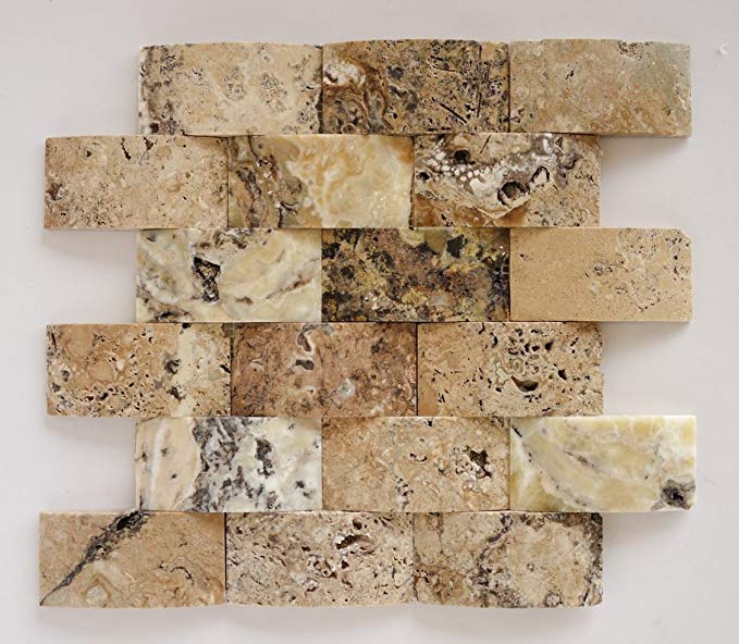 Antico Onyx Travertine 2X4 Cnc Arched Honed Mosaic Tile - STANDARD QUALITY - Lot of 20 Sheets