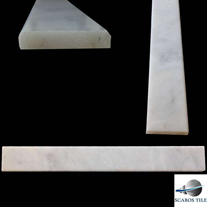 White Carrara Polished Marble Threshold Saddle 6x36