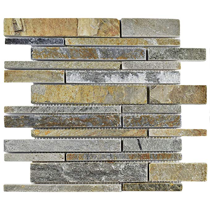 SomerTile SCRGPQA Cliff Grand Piano Arizona Quartzite Natural Stone Mosaic Floor and Wall Tile, 12