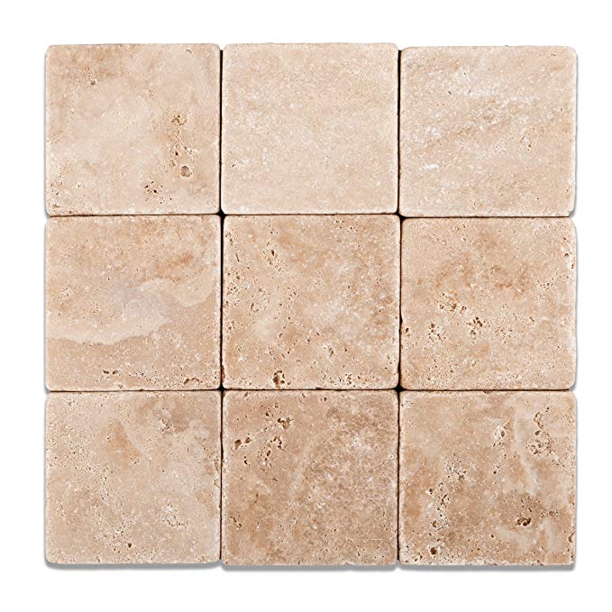 Andean Vanilla Peruvian Travertine 4 X 4 Tumbled Field Tile - Lot of 50 sq. ft.