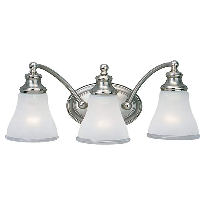 Sea Gull Lighting 40011-773 Alexandria Three-Light Vanity, Two-Tone Nickel Finish with Clear Highlighted Satin Etched Glass