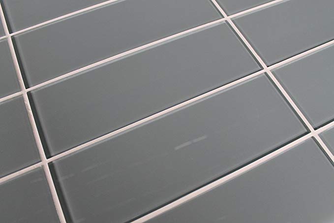 10 Sq Ft of Chimney Smoke Mid Gray 4x12 Glass Subway Tiles