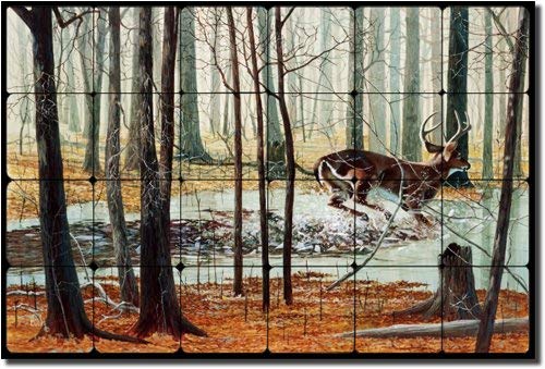 Icy Surprise by Robert Binks - Deer Animal Tumbled Marble Mural 16
