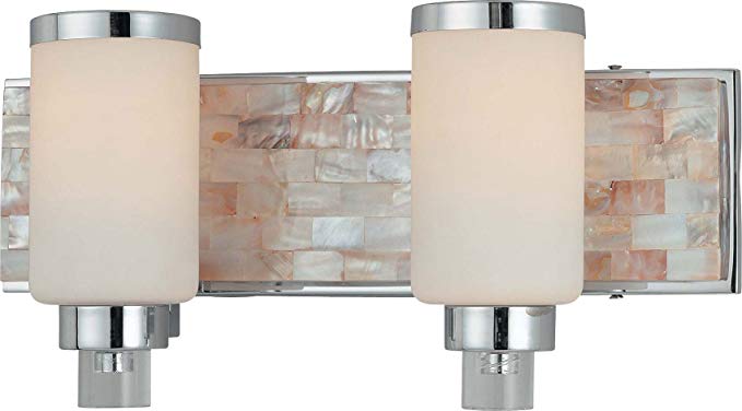 Minka Lavery Wall Light Fixtures 3242-77 Cashelmara Reversible Glass Bath Vanity Lighting, 2 Light, 200 Watts, Chrome
