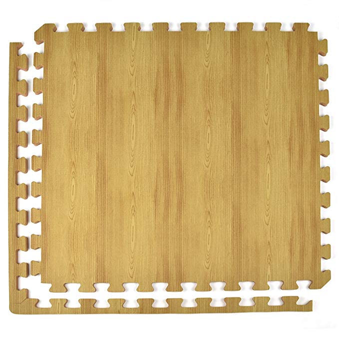 Greatmats Wood Grain Reversible Light Wood/Tan Foam Floor Tiles 24 x 24 x 1/2 inch, Case of 25