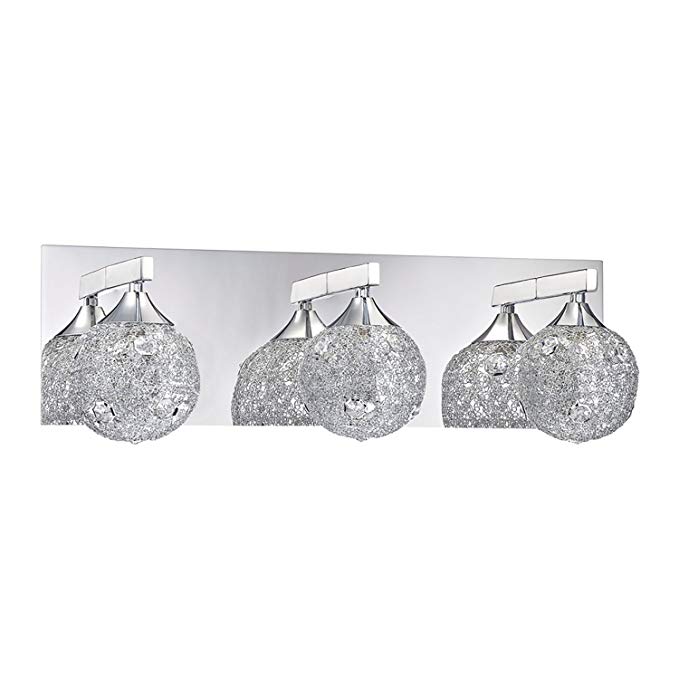 Kendal Lighting VF4000-3L-CH Solaro 3-Light Vanity Fixture, Chrome Finish and Optic Crystal Jewel Accents