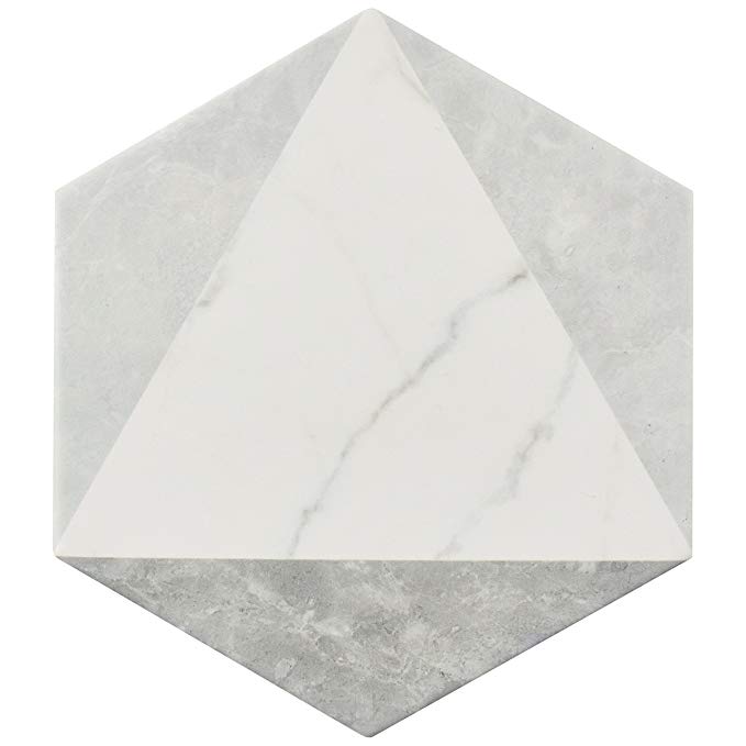 SomerTile FEQCRXPK Murmur Carrara Hexagon Porcelain Floor & Wall Tile, 7