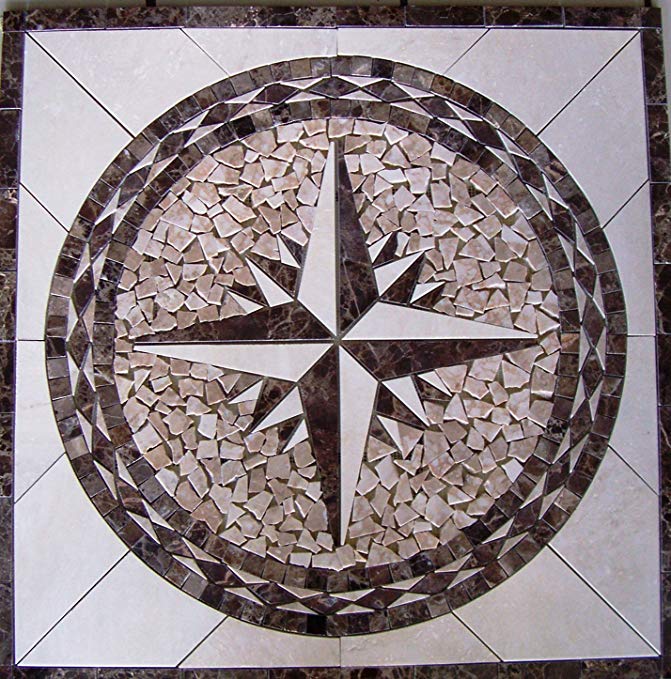 Tile Floor Medallion Marble Mosaic Star Design 36x36