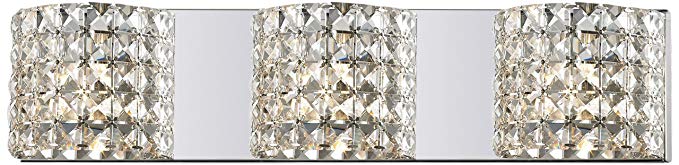 Z-Lite 867-3V Panache Three Light Crystal Vanity Light, Metal Frame, Chrome Finish and Crystal Shade of Crystal Material