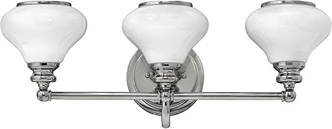Hinkley 56553PN Transitional Three Light Bath from Ainsley collection in Chrome, Pol. Nckl.finish,