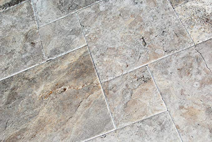 Silver Latte Travertine Brushed and Chiseled Versailles French Pattern Premium Quality Tiles (LOT of 72 SQ. FT. ( 9 BUNDLES ))