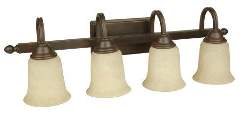 Craftmade 15228AG4 Vanity Lights with Tea-Stained Glass Shades, Aged Bronze