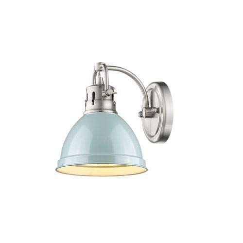 Golden Lighting 3602-BA1 PW-SF Duncan 1-Light Bath Vanity in Pewter with Seafoam Shade