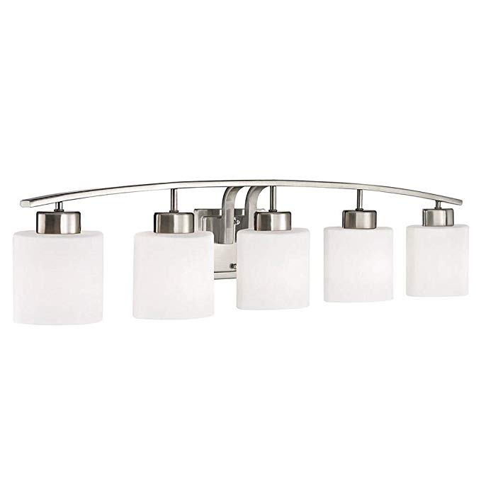 Bathroom Wall Light with White Oval Glass - Five Lights