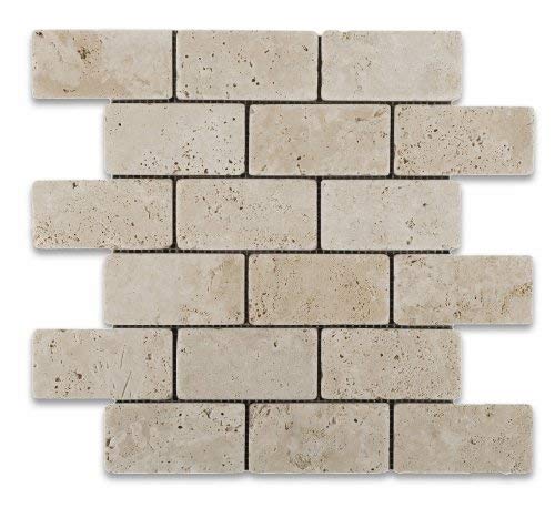 Ivory Travertine 2 X 4 Tumbled Brick Mosaic Tile - Lot of 50 sq. ft.