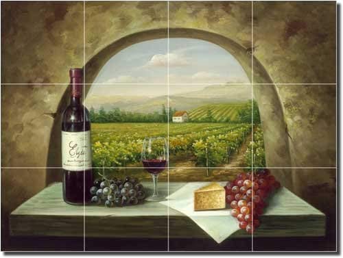 Vineyard View - Tuscan Landscape Ceramic Tile Mural 18