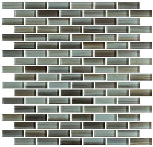 10 Sq Ft - Utaupia Taupe, Brown, Ocher Hand Painted Glass Mosaic Subway Tiles for Bathroom Walls or Kitchen Backsplash