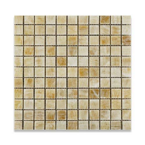 Honey Onyx 1 X 1 Polished Premium Mosaic Tile on Mesh (Lot of 50 sq. ft.)