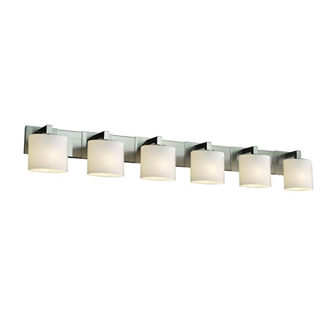 Justice Design Group Fusion 6-Light Bath Bar - Brushed Nickel Finish with Opal Artisan Glass Shade