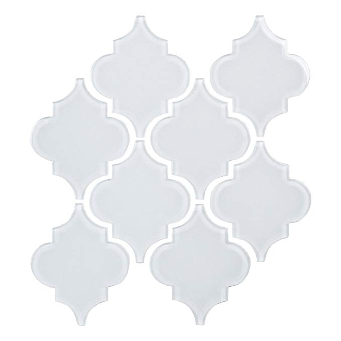 Giorbello G9113-11 Glass Arabesque Tile, Bright White