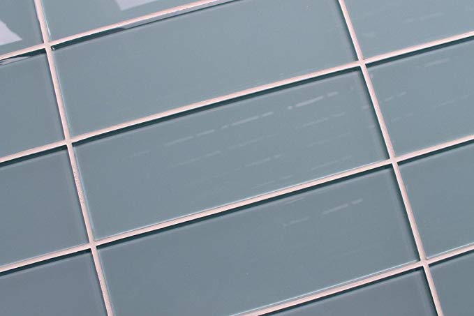 10 Sq Ft of Jasper Blue/Gray 4x12 Glass Subway Tiles