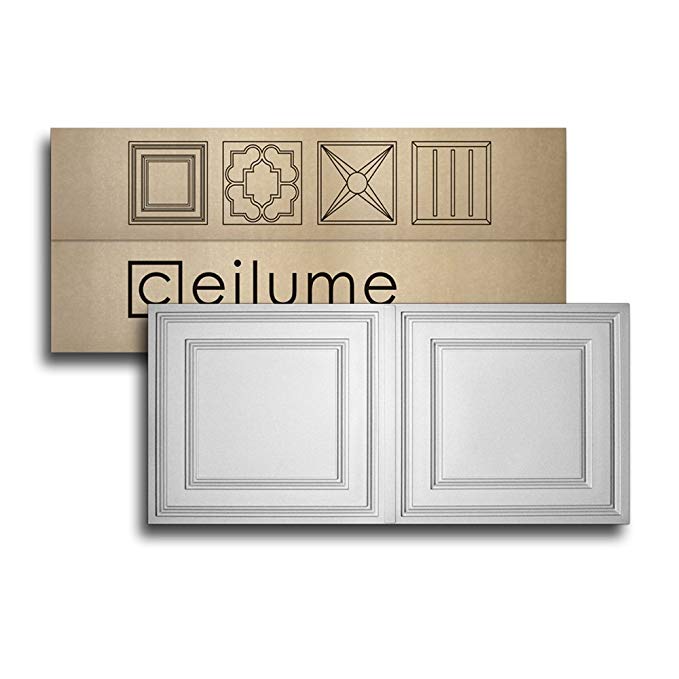 Ceilume 10 pc Stratford Ultra-Thin Feather-Light 2x4 Lay In Ceiling Tiles - For Use In 1