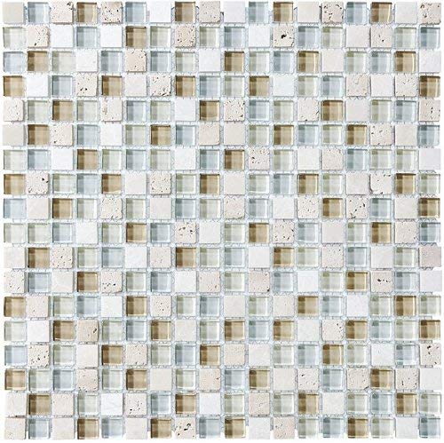 10 Sq Ft - Bliss Spa Stone and Glass 5/8 x 5/8 Square Mosaic Tiles - bathroom walls/ kitchen backsplash