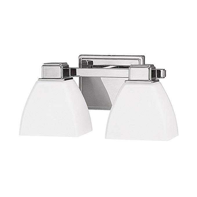 Capital Lighting 8512PN-216 Transitional 2-Light Vanity Fixture, Polished Nickel Finish with Soft White Glass