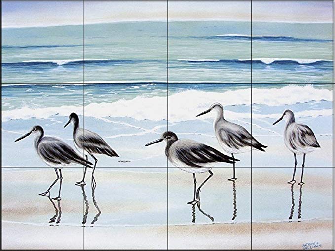 Ceramic Tile Mural - 5 Birds- by Patrick Sullivan - Kitchen backsplash / Bathroom shower
