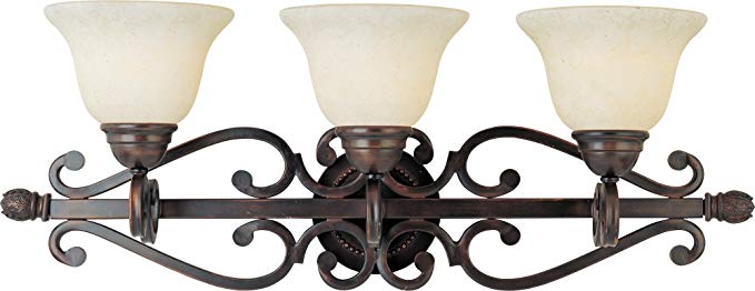 Maxim Lighting 12213FIOI Manor 3-Light Bath Vanity, Oil Rubbed Bronze with Frosted Ivory Glass