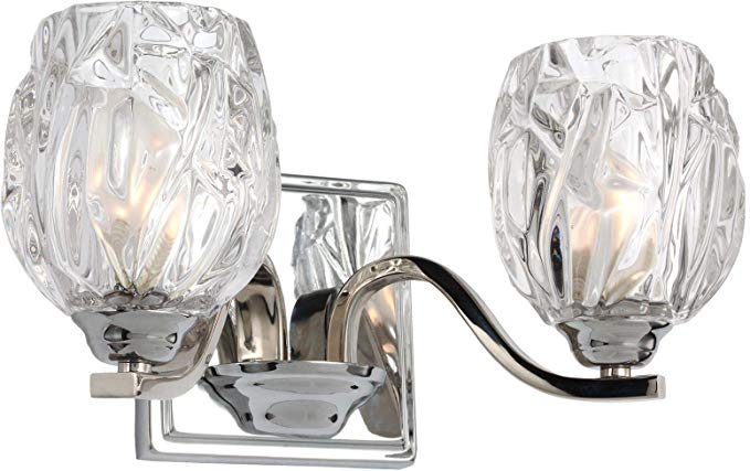 Feiss VS22702CH Kalli Crystal Glass Wall Vanity Bath Lighting, 2-Light, Chrome (13