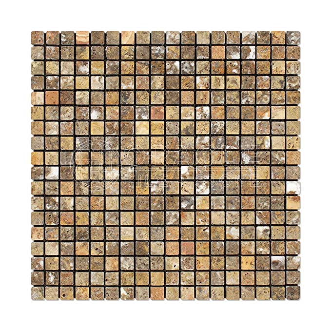 Scabos Travertine 5/8 X 5/8 Mosaic Tile, Tumbled - Lot of 50 sq. ft.