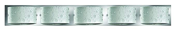 Hinkley 5925CM Art Glass Five Light Bath from Daphne collection in Chrome, Pol. Nckl.finish,