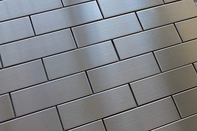 10 Square Feet - Stainless Steel 2x6 Brick Mosaic Tiles