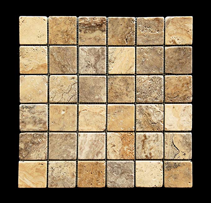 Philadelphia 2 X 2 Tumbled Travertine Mosaic Tile - Lot of 50 sq. ft.