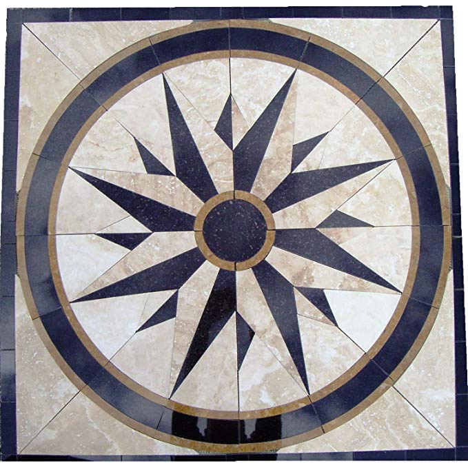 Tile Floor Medallion Marble Mosaic North Star Design 36