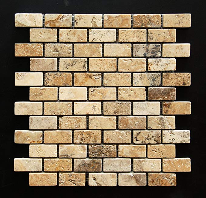 Philadelphia 1 X 2 Tumbled Travertine Brick Mosaic Tile - Lot of 50 sq. ft.