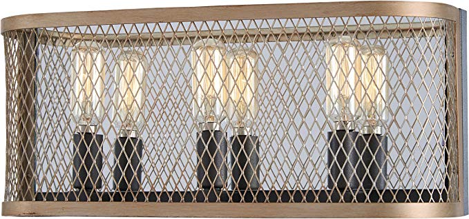 Minka Lavery Wall Light Fixtures 4683-107 Marsden Commons Bath Vanity Lighting, 3-Light 180 Watts, Smoked Iron